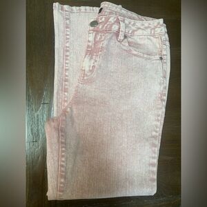 1822 PALE PINK ACID WASH DENIM JEANS MID-RISE ANKLE LENGTH STRAIGHT LEG SZ 6/28